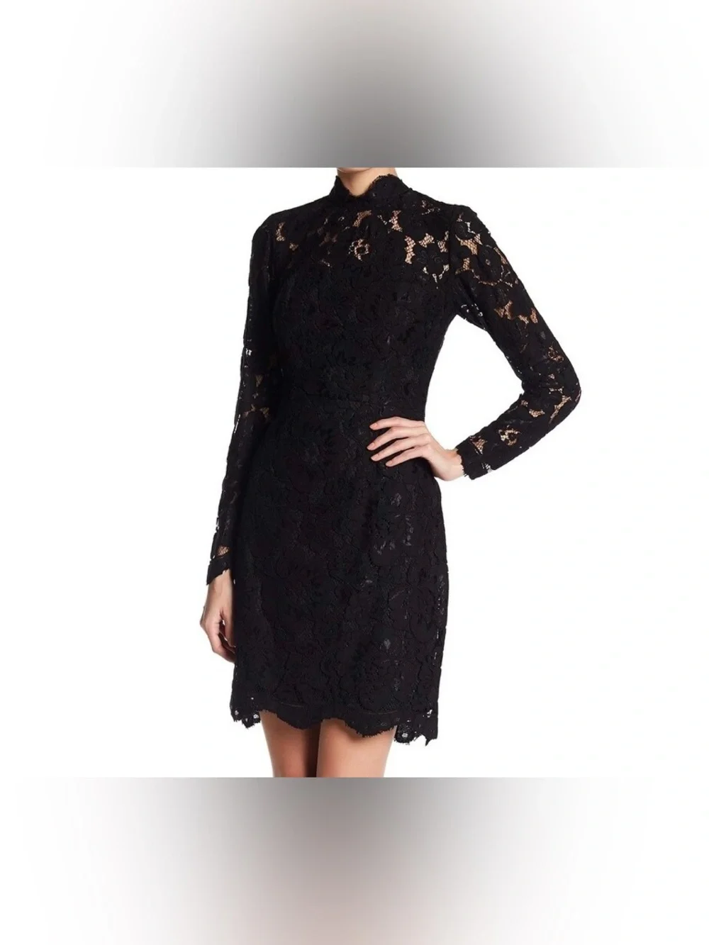 NWT Betsey Johnson Black Lace Long-Sleeve High-Neck Dress
